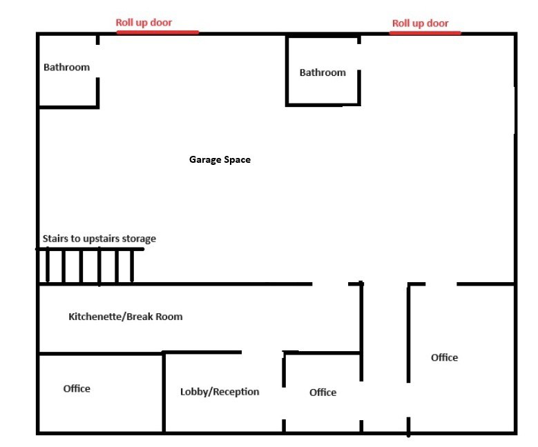 Office/Warehouse Space with Reception Area — Site & Floor Plans