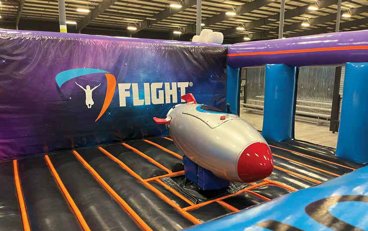 Rocket-themed trampoline area